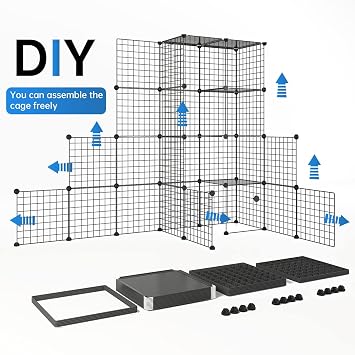 Oneluck Large Cat Cage Enclosures Indoor Detachable Metal Wire Kennels DIY Playpen Kitten Crate Large Exercise Place Ideal for 1-4 Cats (Without Platform)