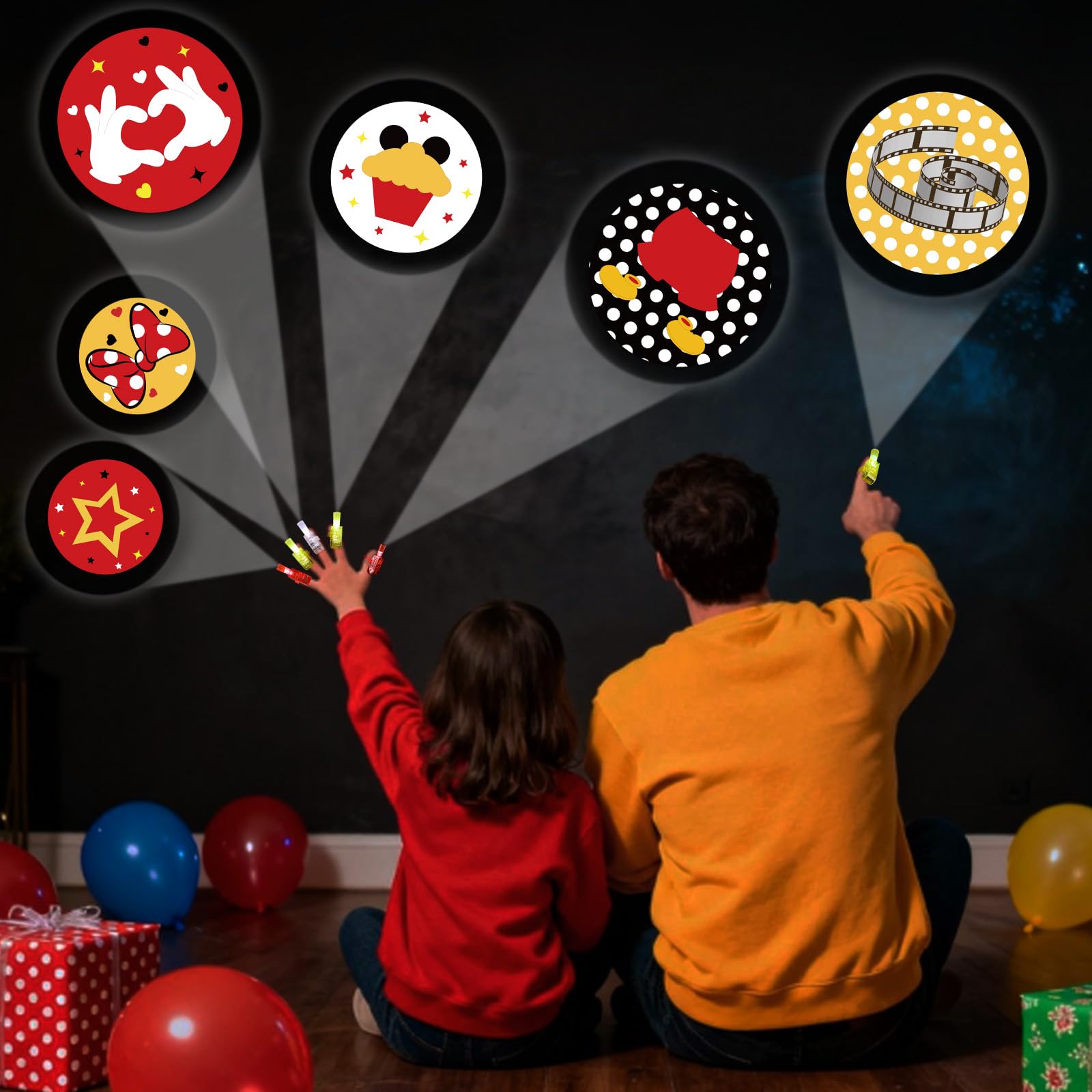 Paquete de 36 recuerdos de fiesta con temática de ratón, luces LED de dedos, regalos clásicos de dibujos animados para bolsas de regalo, premios de caja del tesoro para el aula, regalos de