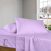 Edmund Queen Bed Cotton Bedsheet (92x102 Inch) | Soft & Smooth 400 TC Egyptian Cotton Bedsheet Queen Bed with Pillow Cover | Machine Washable Breathable & Hypoallergenic | Levender