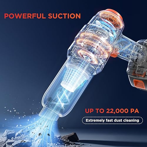 Miniatura 2 de Aspirador de mano inalámbrico recargable de 15000 PA, 2000 mAh x 2 baterías, mini aspirador de accesorios de automóvil para interiores, plumero de