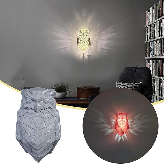 3D Owl Eagle Night Light Animal Led Touch Switch Decor Wall Sconce Optical Illusion Lamps LED Table Lamp Xmas Home Love Birthday Children Kids Decor Toy Gift (B)