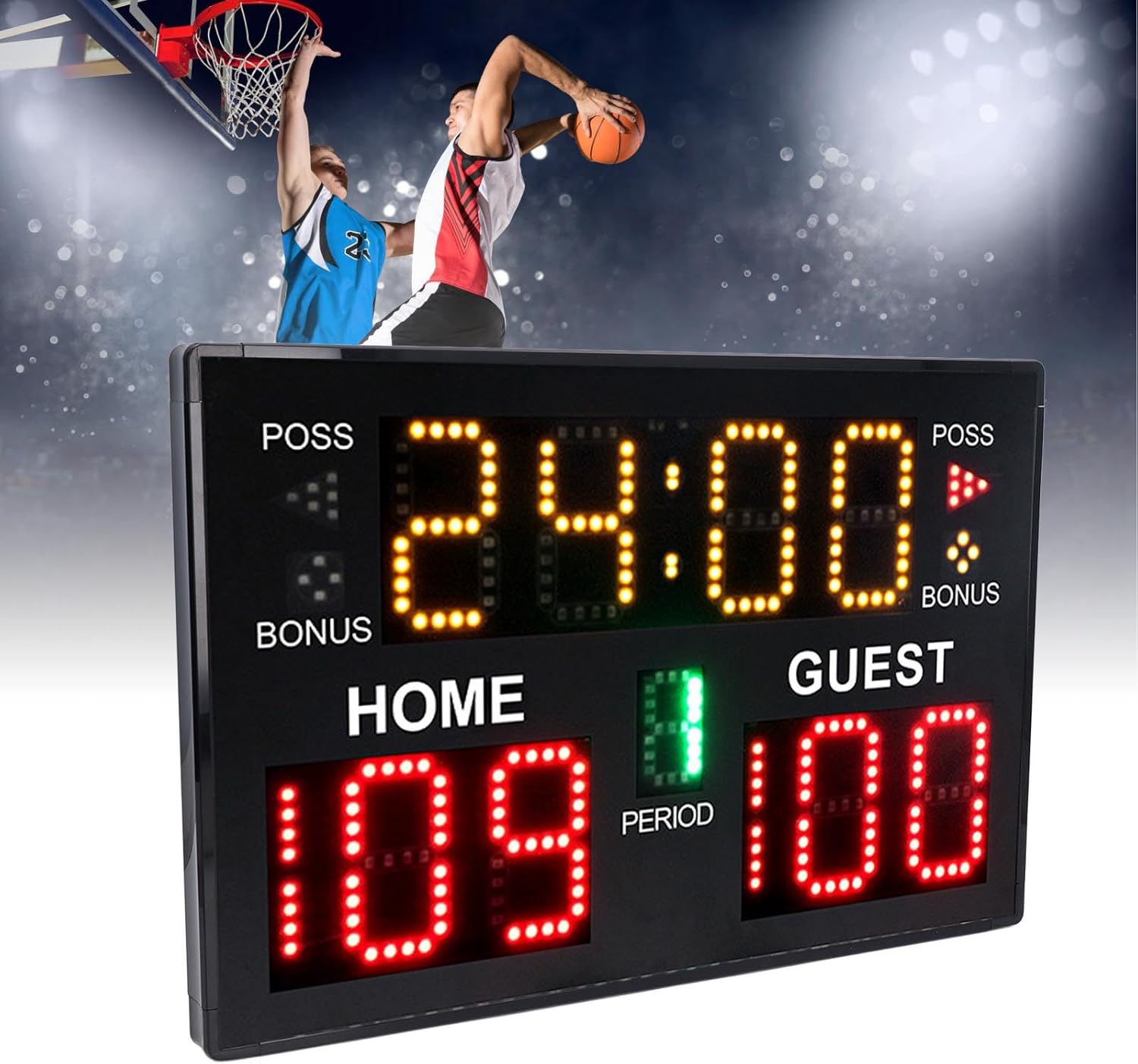 GA30B Digital Basketball Scoreboard, 11-Digit Multisport Electronic Display with Remote Control, Portable Tabletop Timer for Volleyball Wrestling Training