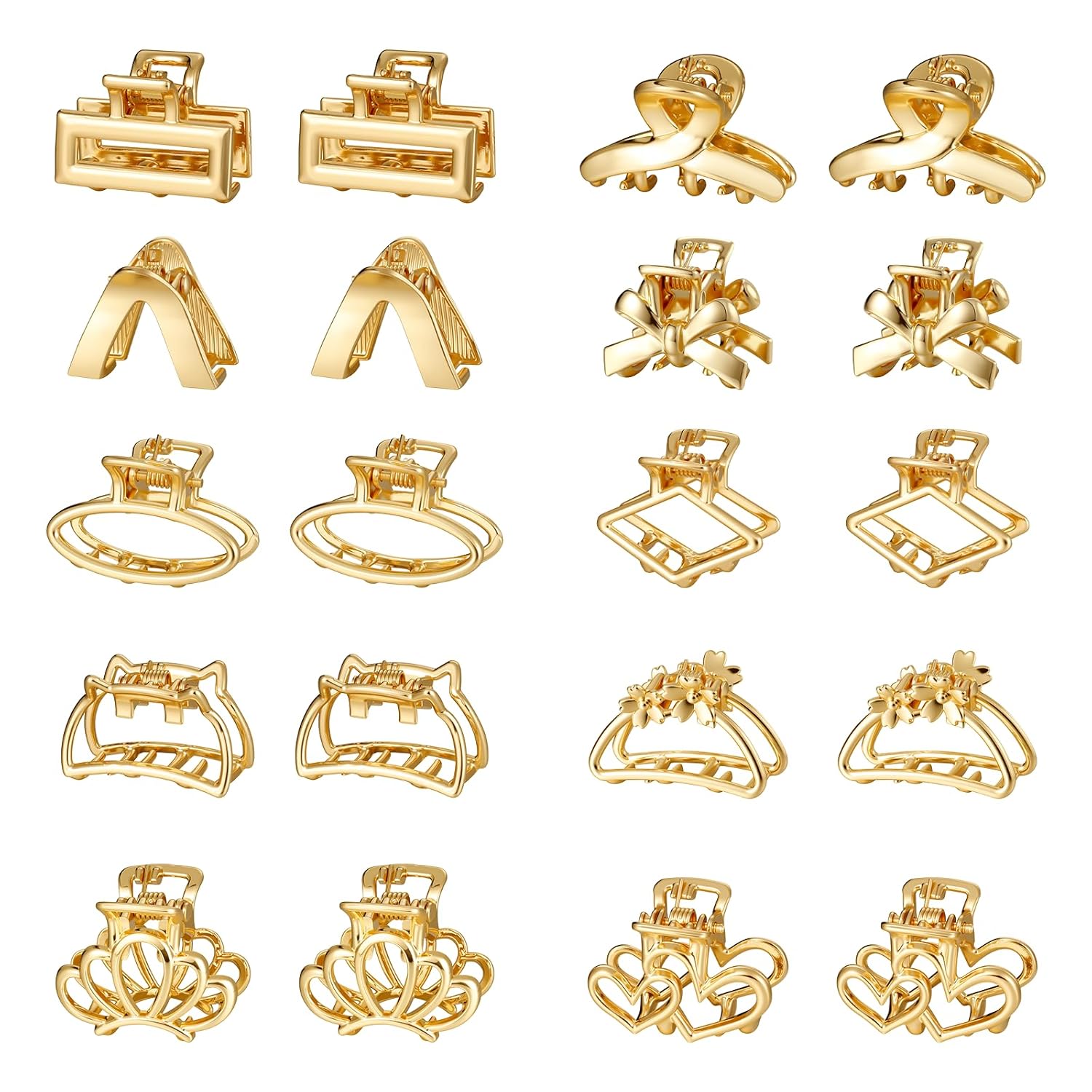 CWJCYTNSN Small Metal Hair Clips, Gold Mini Hair Claw Clips for Thin Thick Hair, Cute Tiny Hair Clips, Strong Hold NonSlip Flower Hair Jaw Clamps for Women Girls