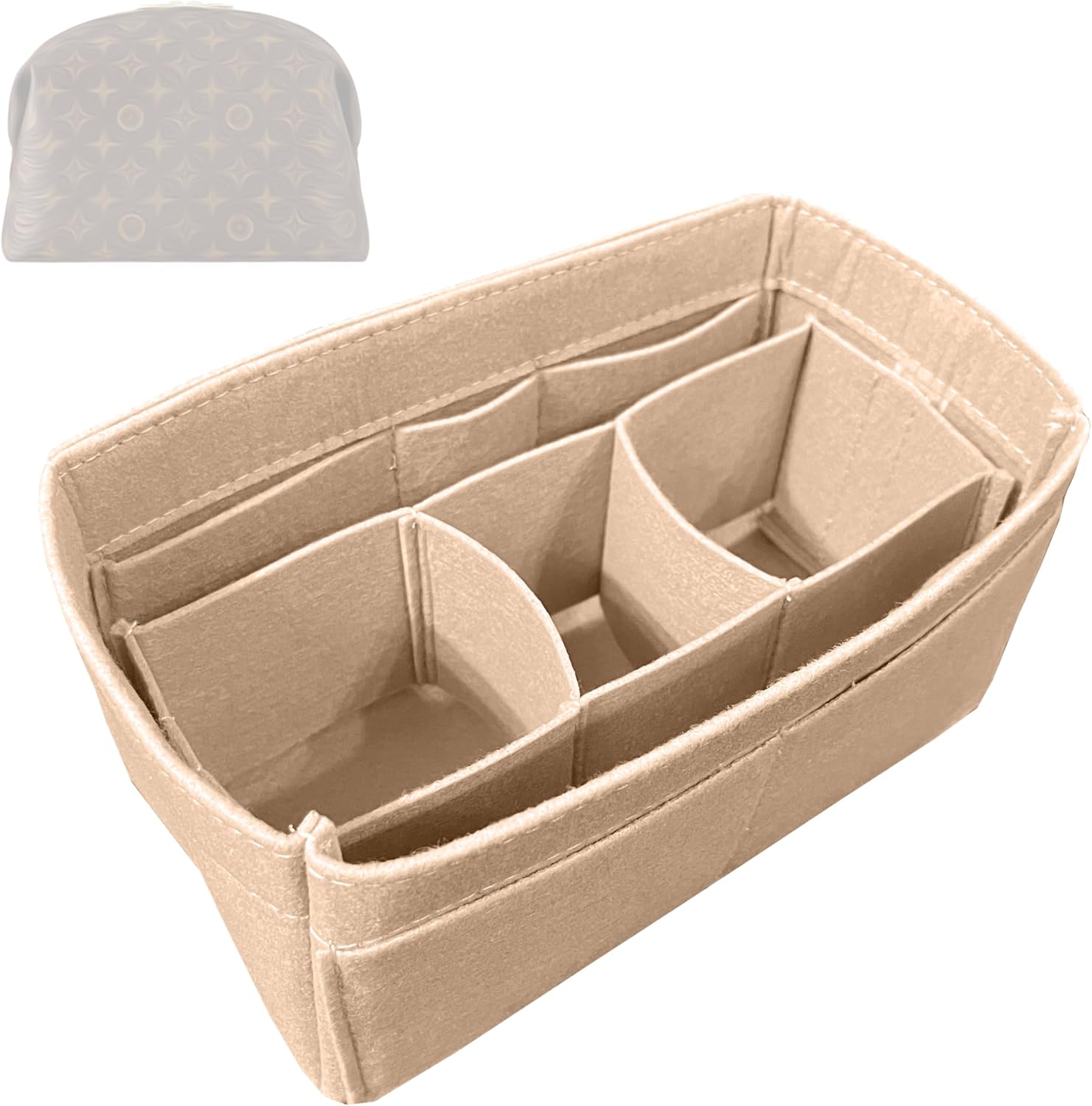 Divitize Premium Purse Organizer compatible with LV Cosmetic Pouch Bag Insert — Full Coverage, Perfect Fit, Durable Quality Felt, 24+ Shades (Beige, for Cosmetic GM)
