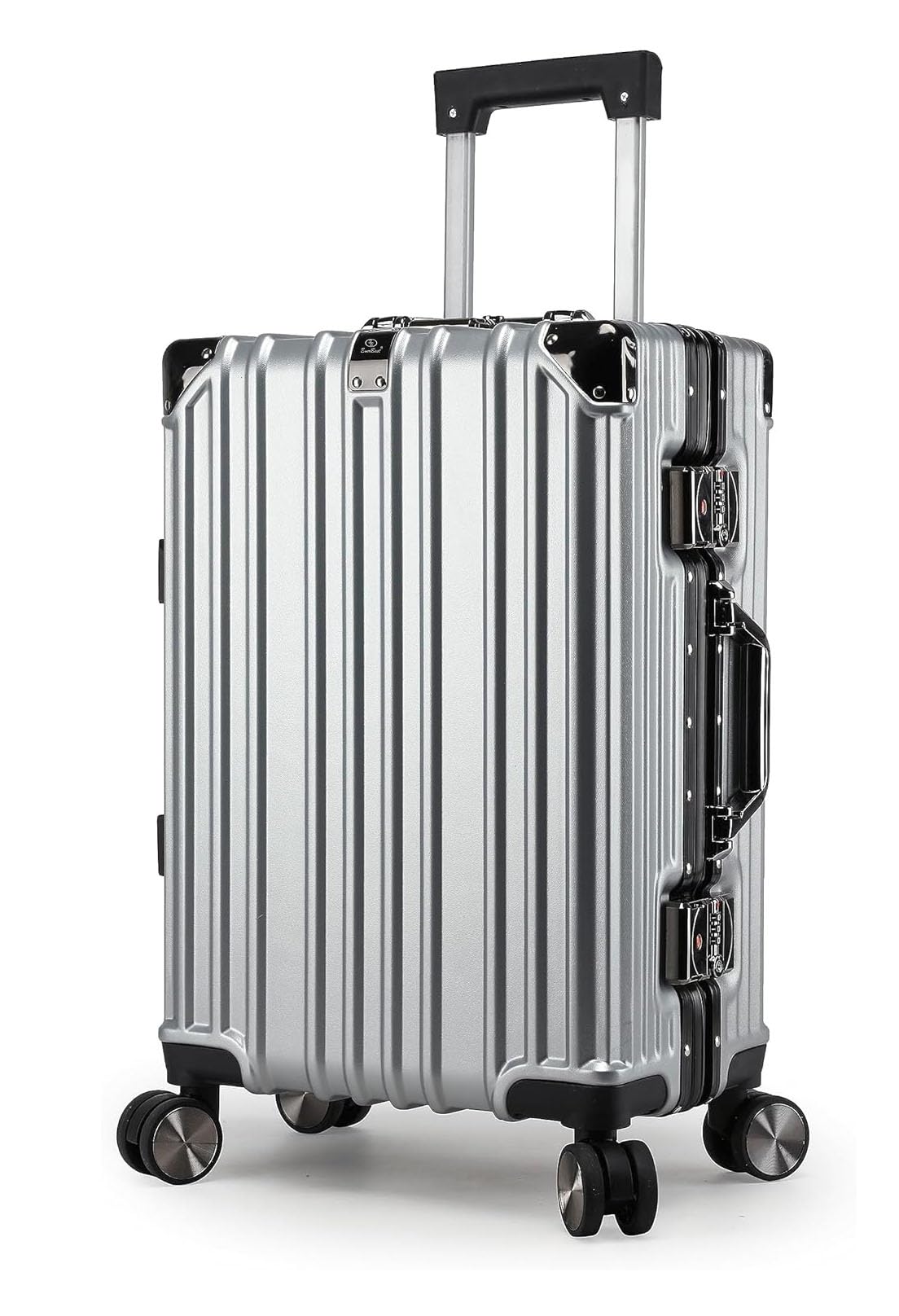 EB EVER BEST-Series Of Bags Polycarbonate Hard Case Zipperless Aluminium Frame Suitcase, 360° Swivel Double Wheel Travel Trolley Bag With Tsa Lock (Small Size, 57 Cm - 22 Inch, 360 Degree, Silver)