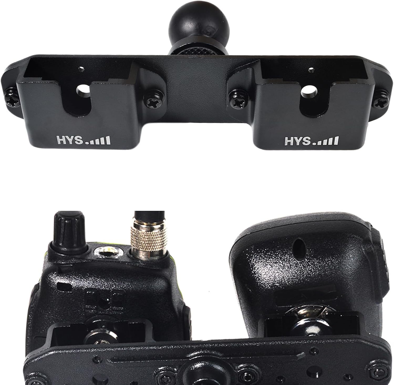 HYS Handheld CB Radio Mic Round Knob Holder, Walkie Talkie Holder W/1inchs Ball Mount, for VHF/UHF/GMRS/HF with Round Knob&Belt Clip, for Uniden Scanners PRO505XL SDS100 BCD436HP Icom 5100 7300