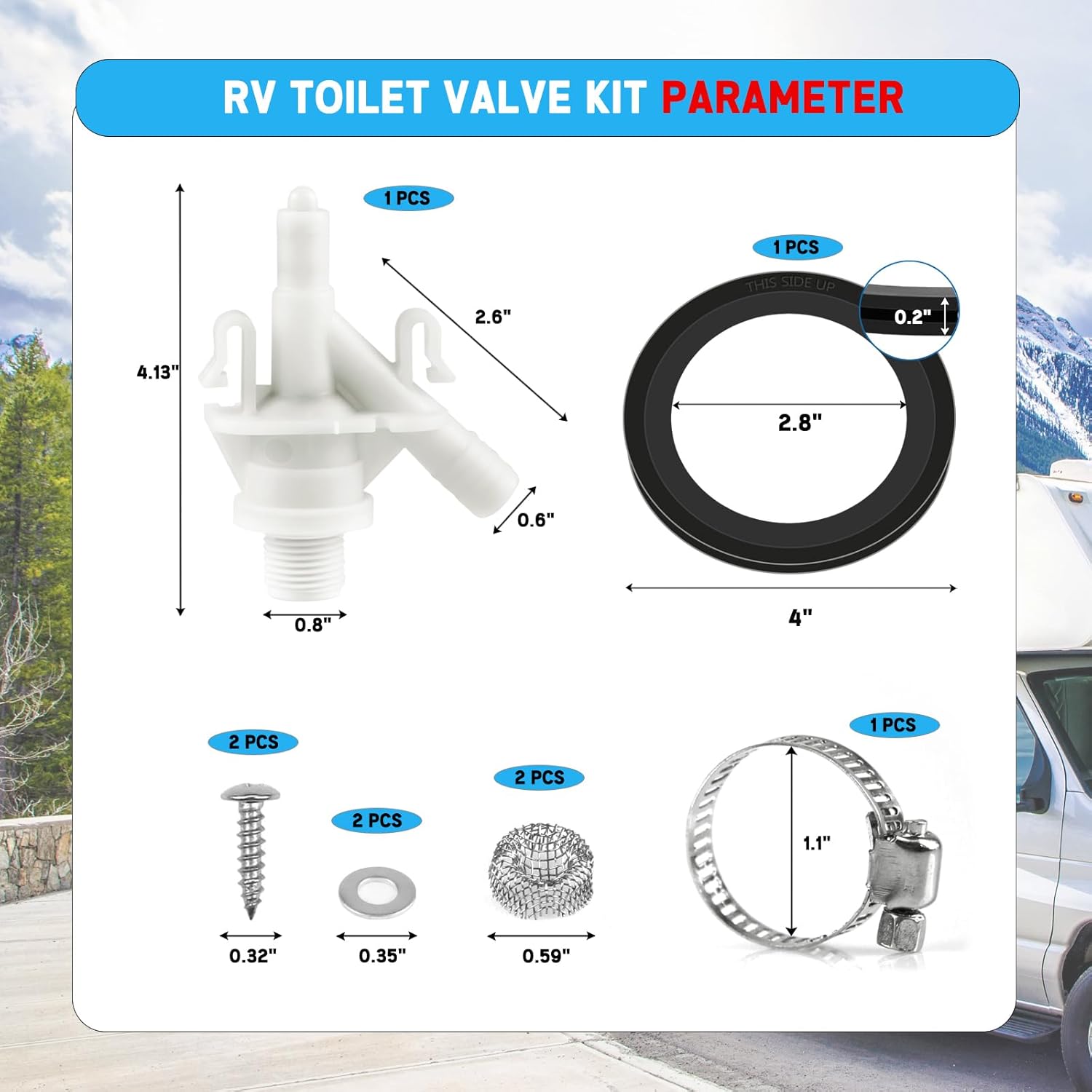 Upgraded RV Toilet Valve Replacement Kit with Seal Kit Compatible with Dometic 300, 301, 310, 311, 320, 321