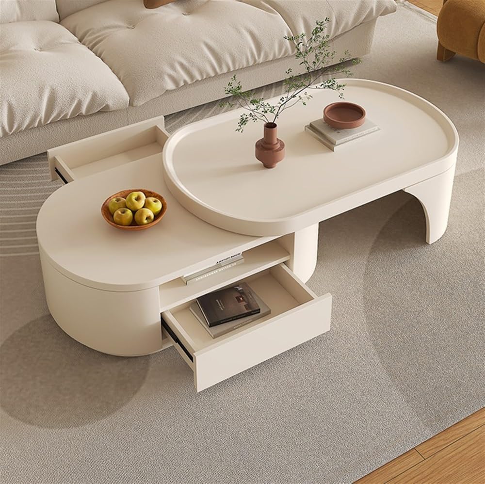 Side End Table Adjustable Coffee Table, Multifunctional Modern Dining Table for Living Room, Expandable Space-Saving Tea Table, Home Furniture Accent Coffee Table for Living Room Bedroom Office