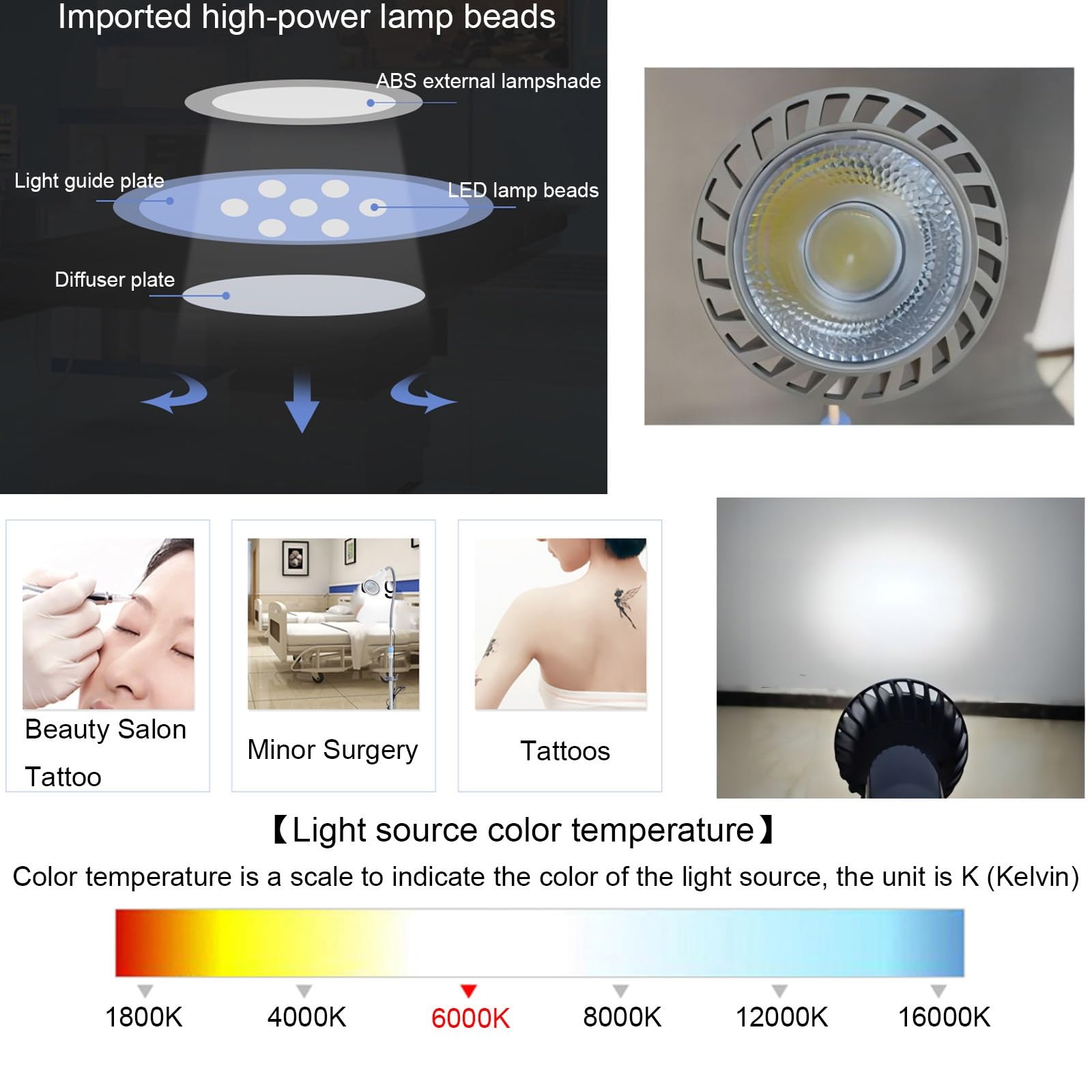 Illuminazione Ausiliaria Chirurgica Lampada per Visita Medica Lampada da Visita Medica a LED Luce Chirurgica Regolabile in Altezza per Ginecologico