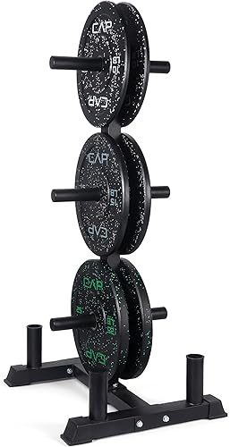 Miniatura 54 de CAP Barbell - Juego de discos olímpicos de goma de 2 pulgadas con soporte de 6 postes, 100-370 libras, múltiples opciones