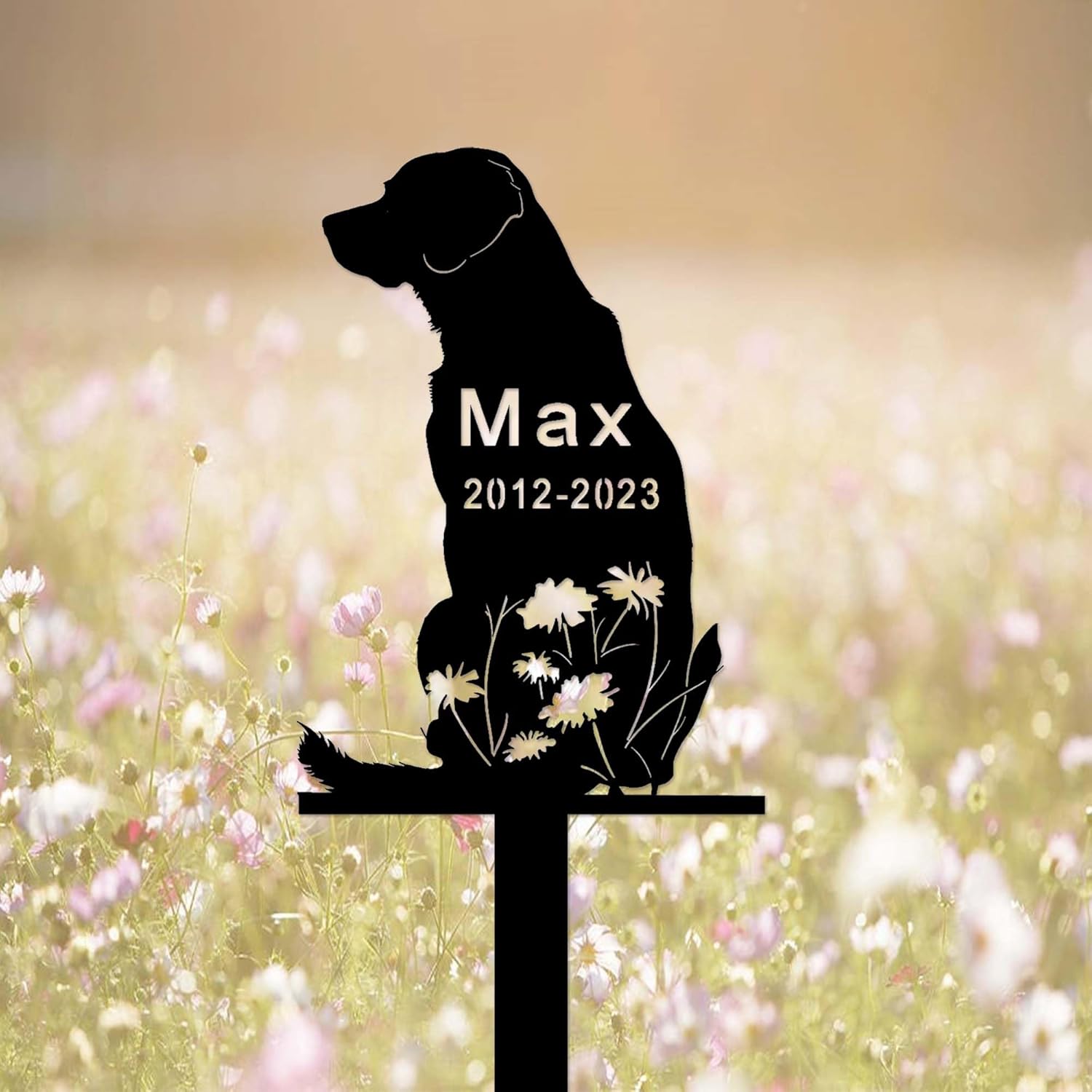 Custom Labrador Retriever Dog Metal Memorial Stake Sign Personalized Labrador Retriever Grave Marker Garden Decor Dog Name Yard Remembrance Stake Pet in Heaven Loss of Dog Sympathy Gift