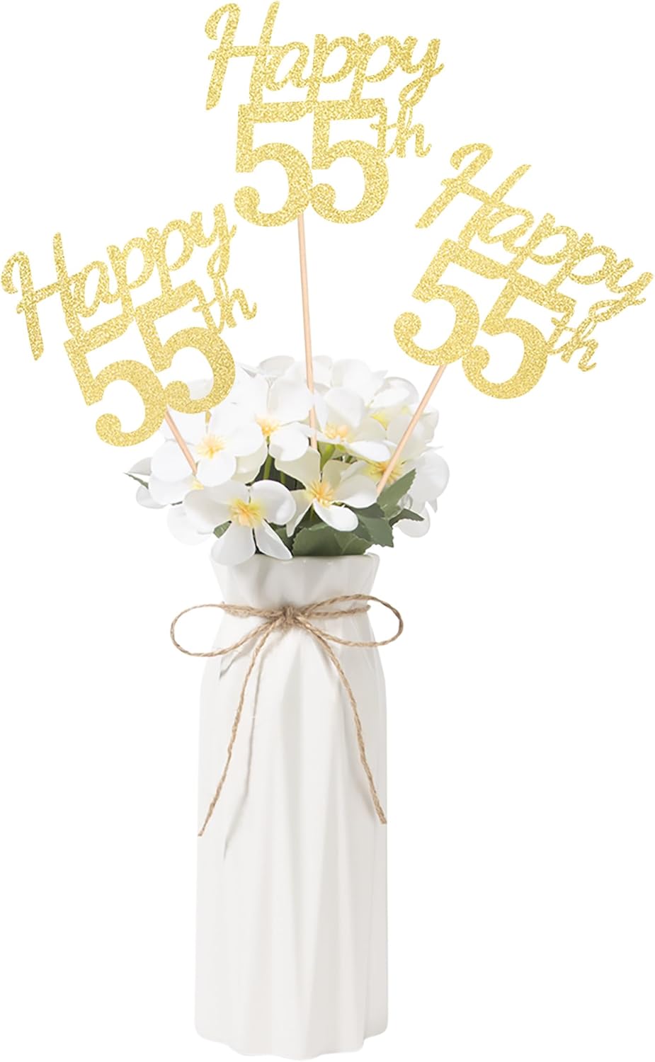 Happy 55th Birthday Centerpiece, Double-sided Glitter Birthday Party Decorations - 55 Fabulous Table Toppers for Birthday Anniversary Party - Gold, 10 Pack