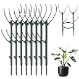 5 Pcs Stackable Plant Support Stakes Stem Holder Structures Frame & Plant Cage Support Rings Half Round for Sphagnum Twig Trellis Indoor Outdoor (5pcs × Bracket, 2m × Hook and Loop)