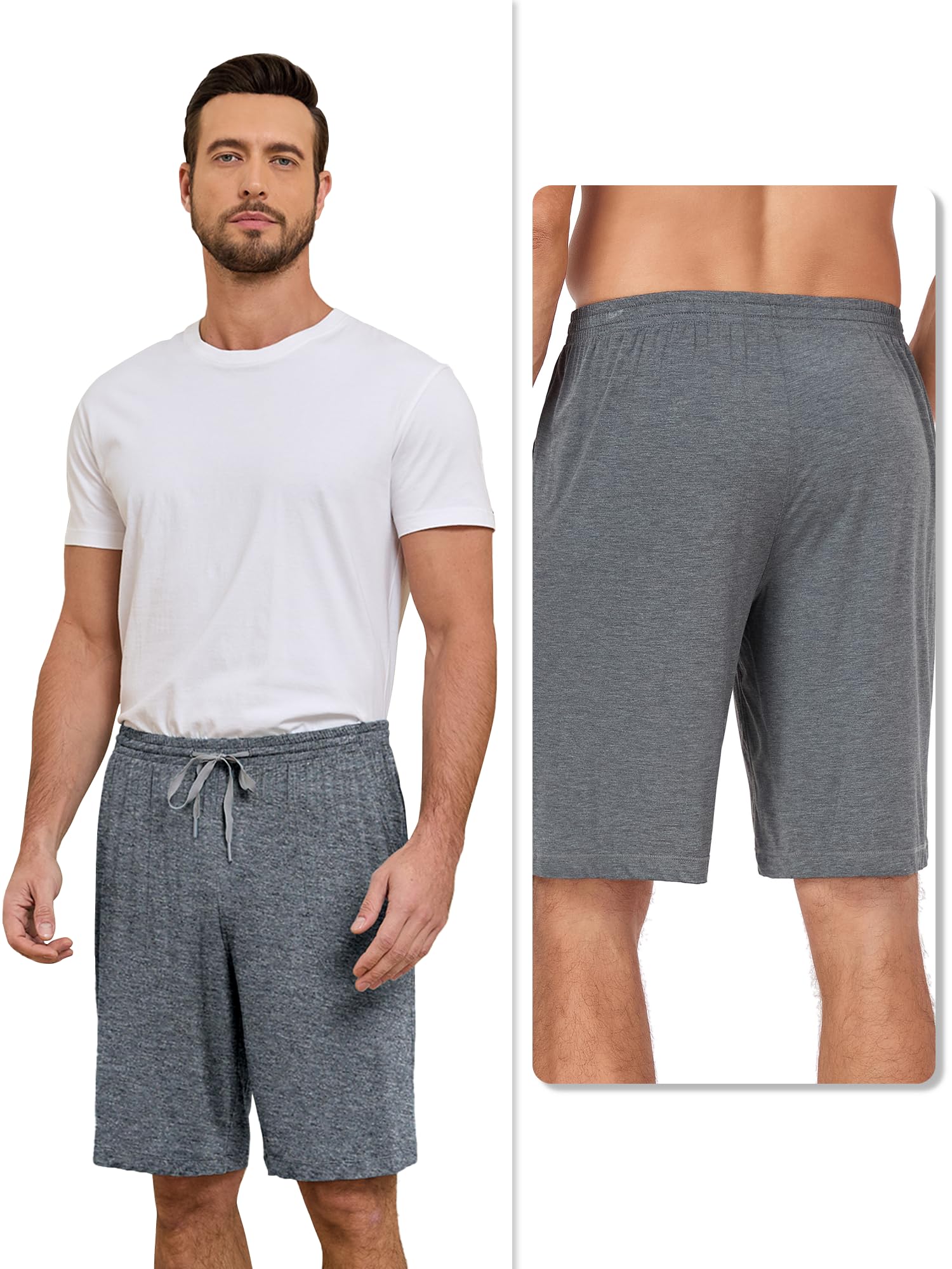 Herren Schlafshorts Bambus Rayon Leicht Kurz Hose mit Taschen