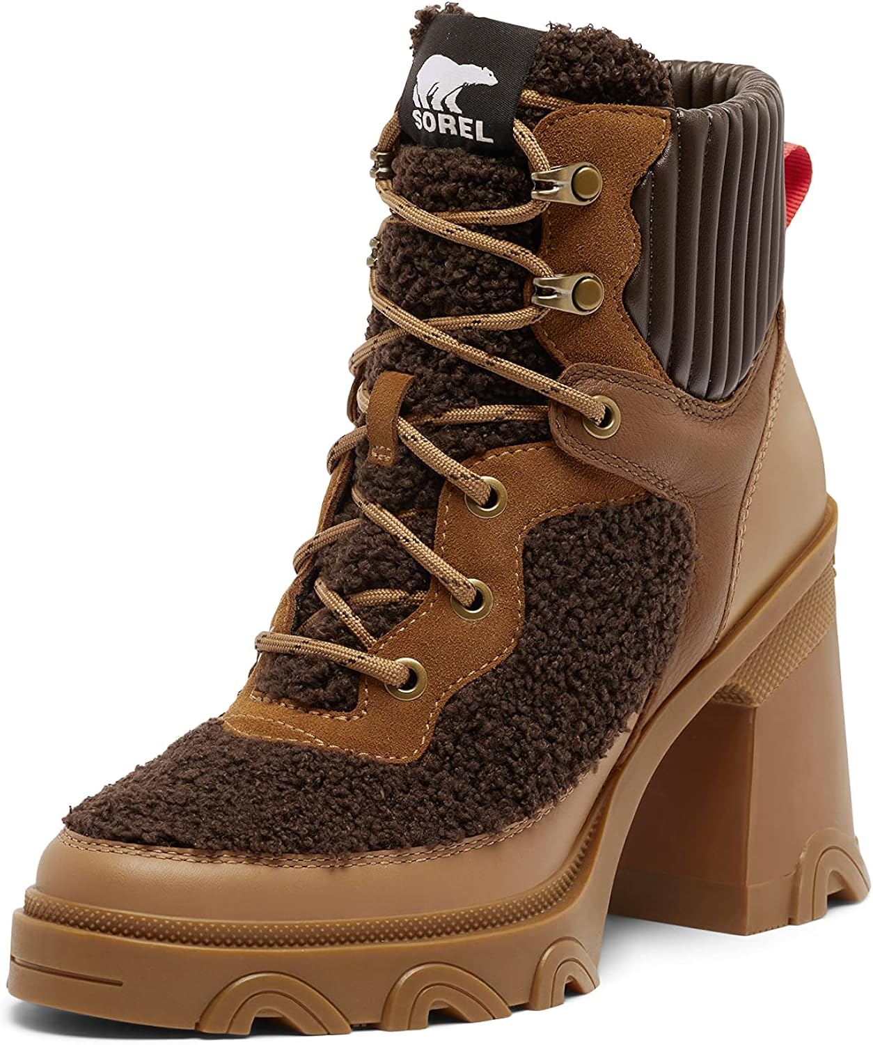 SOREL Botas de encaje acogedoras con tacón Brex para mujer