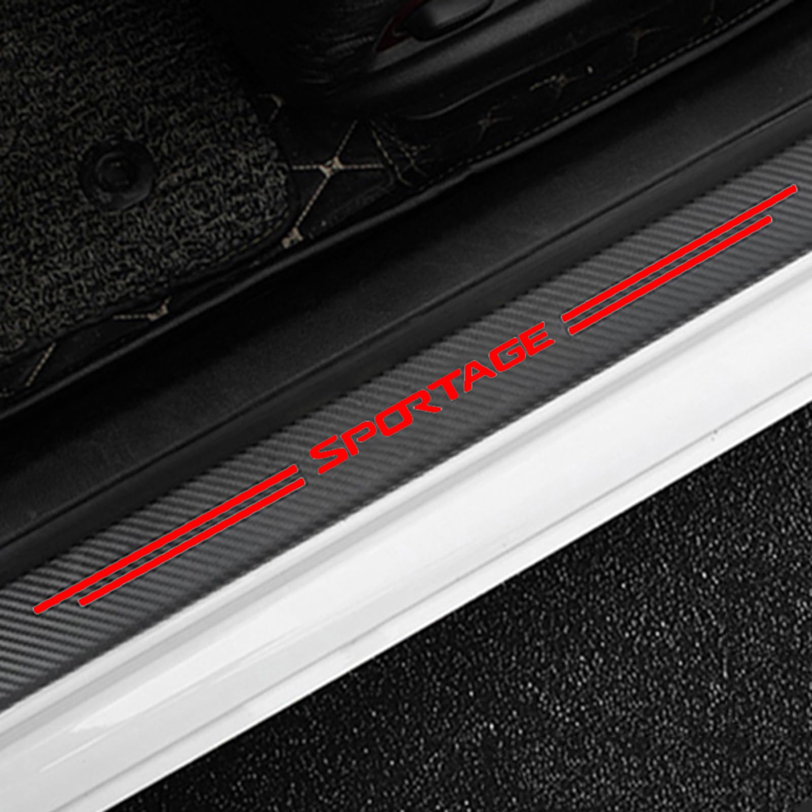 KLHYWEN 4pcs Car Outer Door Sill Protector Kick Plates for KI-A SPORTAGE, Carbon Fiber Auto Accessories Scuff Guard Threshold Cover Pedal, Sticker Trim Non-Slip,Red