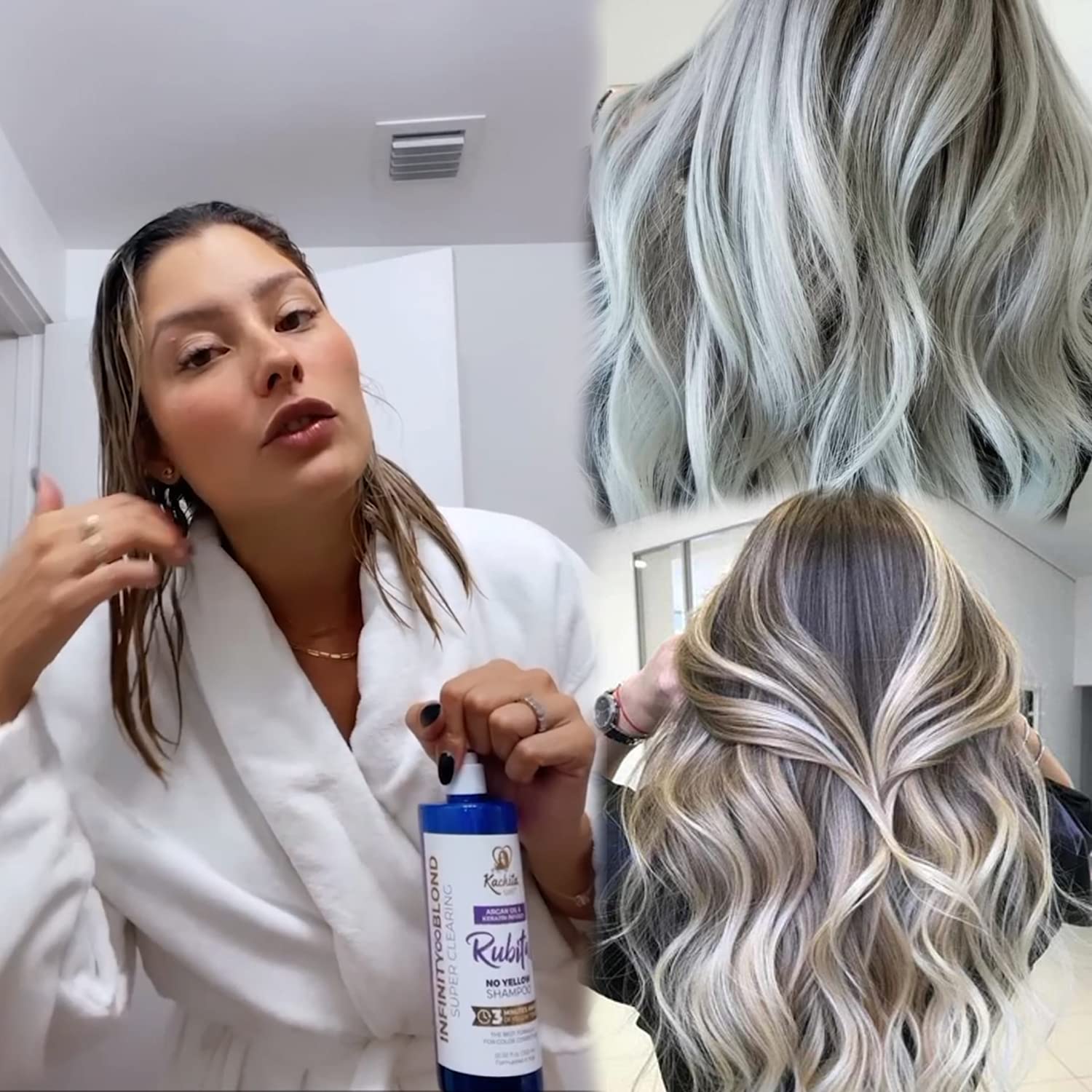Kachita Spell Purple Toning Shampoo ConditionerTreatment Balance No Yellow Tone Correcting, Blonde Gray Hair, Eliminates Brassy and Yellow 350ml Made in USA