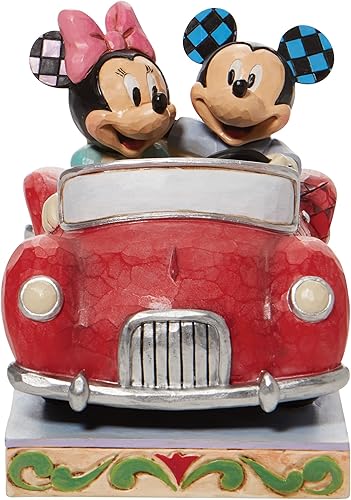 Enesco Disney Traditions por Jim Shore Minnie y Mickey Mouse en figura de coche, 5.2 pulgadas, multicolor