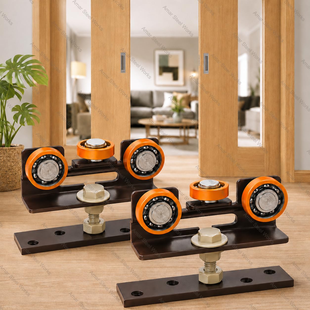 Master Triple Ball Bearing Sliding Door Roller | G-Roller Steel Bracket with Plastic Wheels | Smooth & Silent Sliding | Pack of 2 Rollers for Wooden & Closet Doors up to 70kg | Premium Heavy-Duty Sliding Door Hardware Kit-image-21