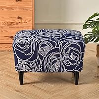 Vista 52 de Funda elástica otomana rectangular para taburete, funda de elastano estampada para reposapiés, protector antideslizante para reposapiés, con parte #1