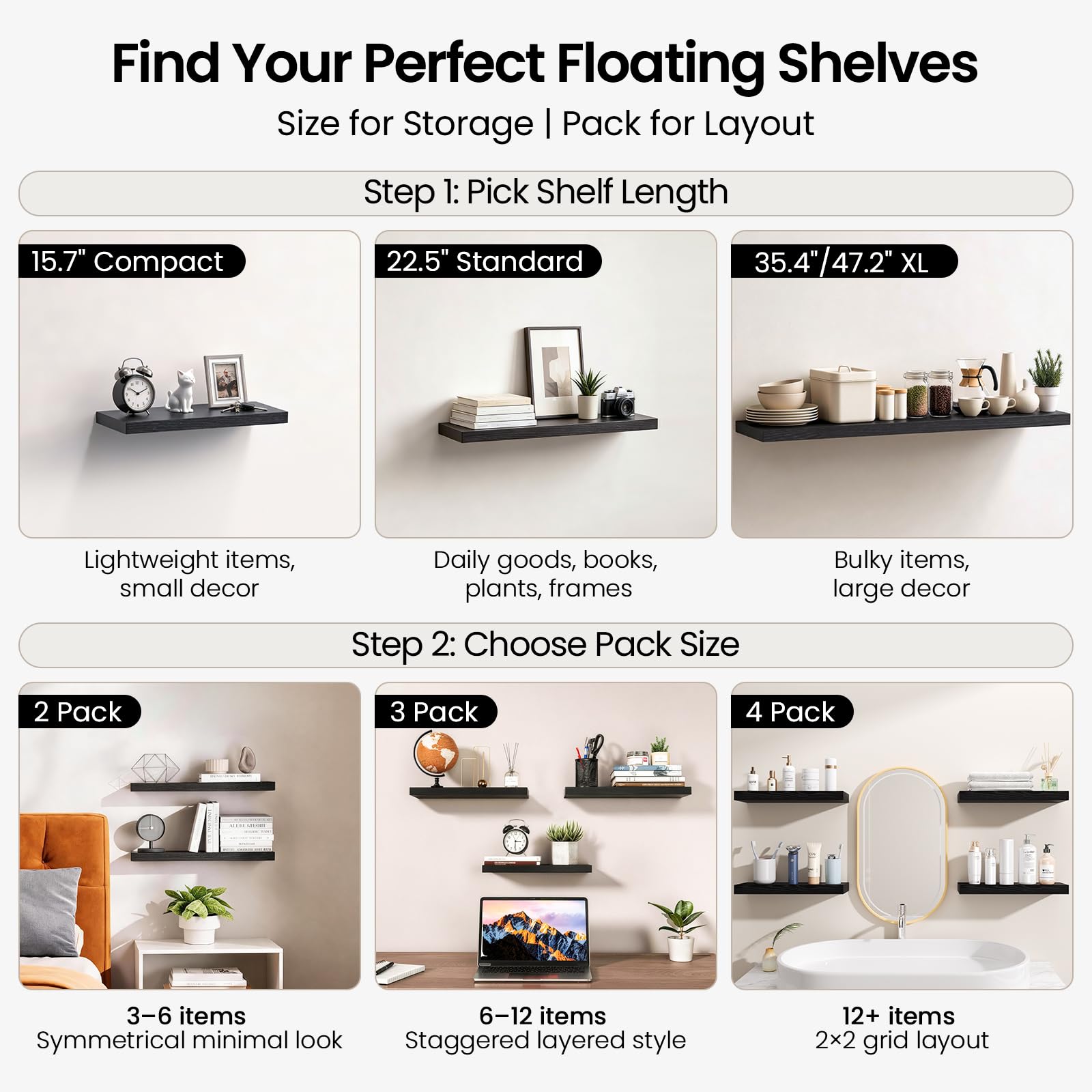 Bayka Floating Shelves - Set of 3 -9