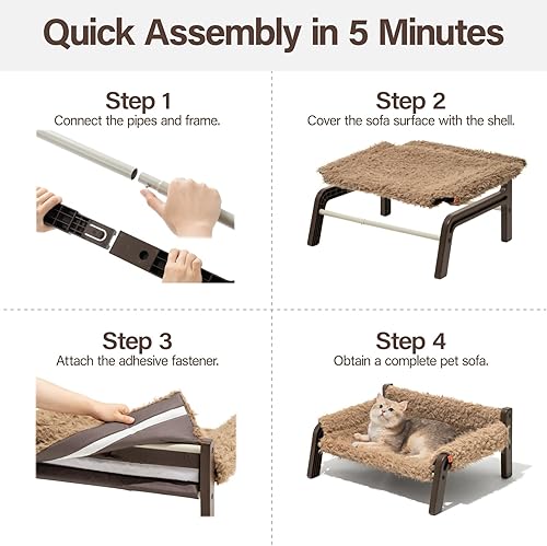 Miniatura 6 de MEWOOFUN Cama elevada para perro, sofá elevado para perro con parte inferior antideslizante, sofá cama lavable para mascotas para interiores y