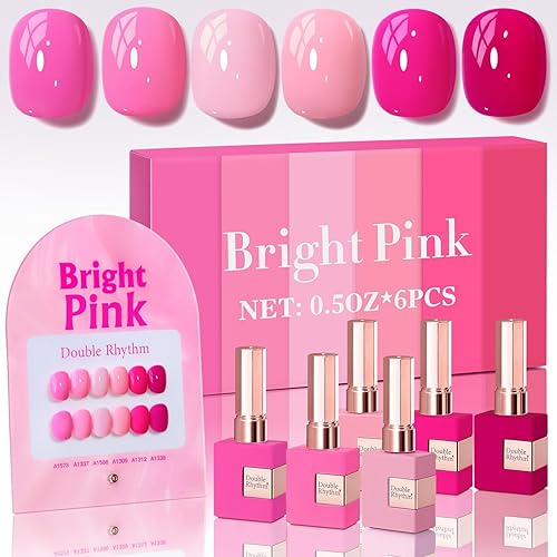 Double Rhythm - 6 piezas de esmalte en gel de 15 ml (0.5 onzas líquidas) semipermanente, mismo color que del envase, para manicura en salóncasa