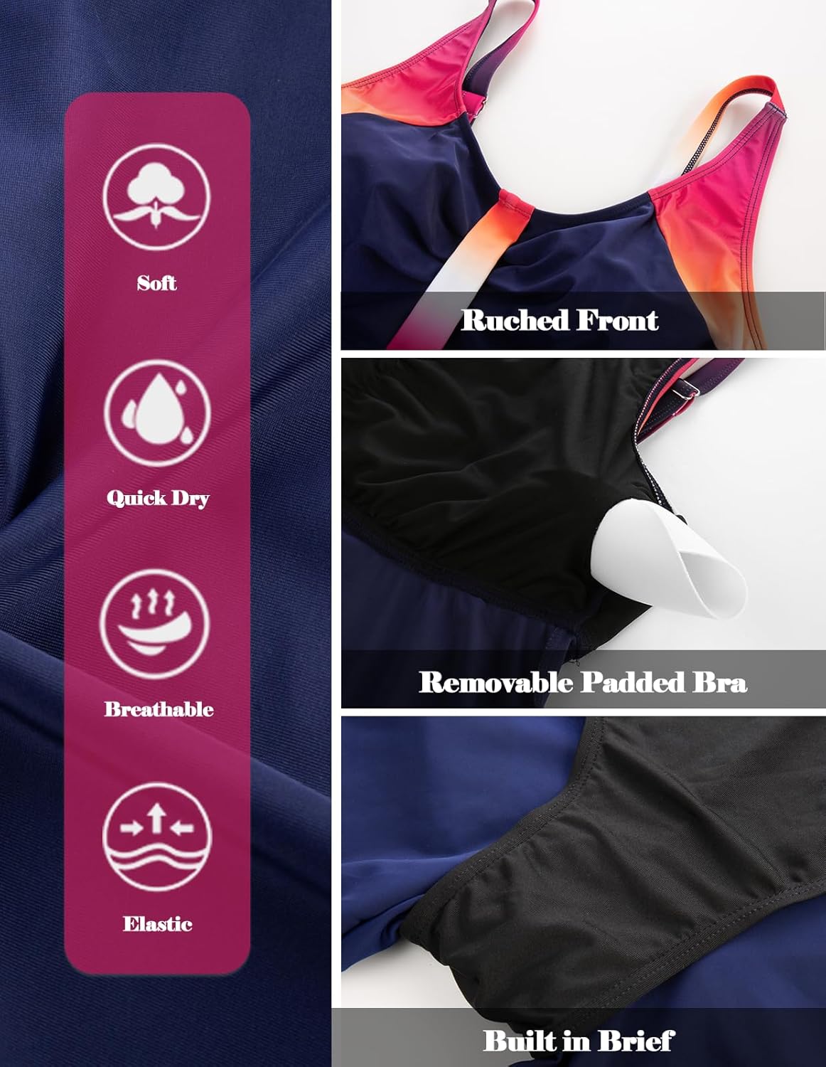 Hanna Nikole Women's Plus Size Tankini Swimsuits Two Piece Bathing Suit Flowy Rash Guard Swimwear with Capris Shorts - Image 7