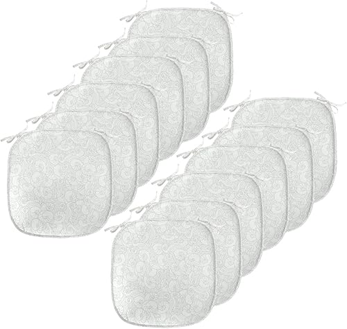 Miniatura 12 de Lunarable Swirly - Cojín de asiento para silla, diseño de líneas retro rizadas, funky en espiral, vida marina náutica, antideslizante, para cocina y