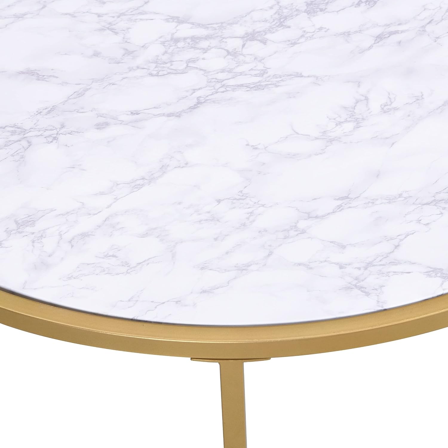 Carolina Chair & Table Stefano Top 36 Inch Round Coffee Table Faux Marble/Gold Laminate