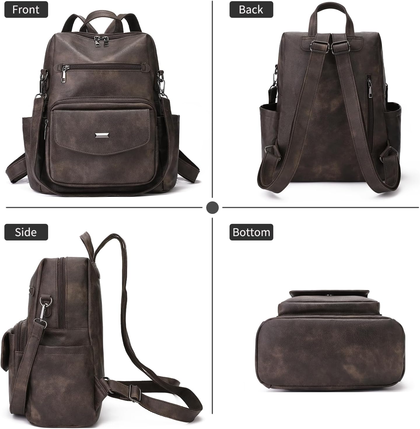 GAEKEAO Backpack Purse for Women Leather Fashion Designer Ladies Shoulder Bags Travel Backpack Convertible Satchel Bag With Wristlet - Image 6