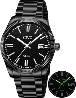 Herren Uhr Edelstahl Armbanduhr: Einfach Analog Business Herrenuhr mit Leuchtend Datum - Wasserdicht für Arbeit und Freizeit - Stylisch Geschenk für Männer