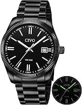 CIVO Business Analog Men's Watch: Waterproof Stainless Steel or Leather Quartz Watch - Clear Dial with Luminous Hands and Dater for Men Business Professionals