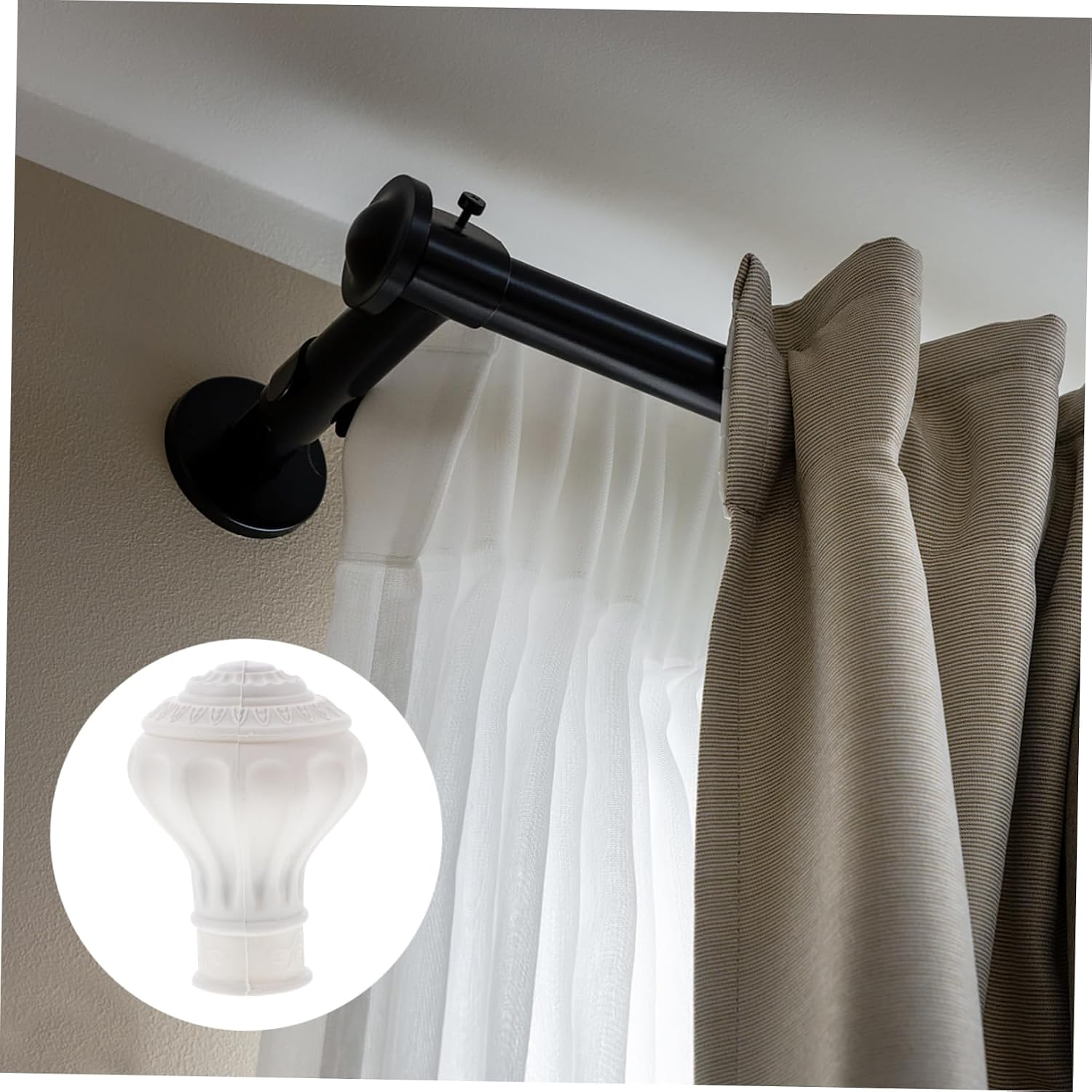 12pcs Curtain Rod Finials Plastic End Caps for Kitchen Curtain Rod Accessories