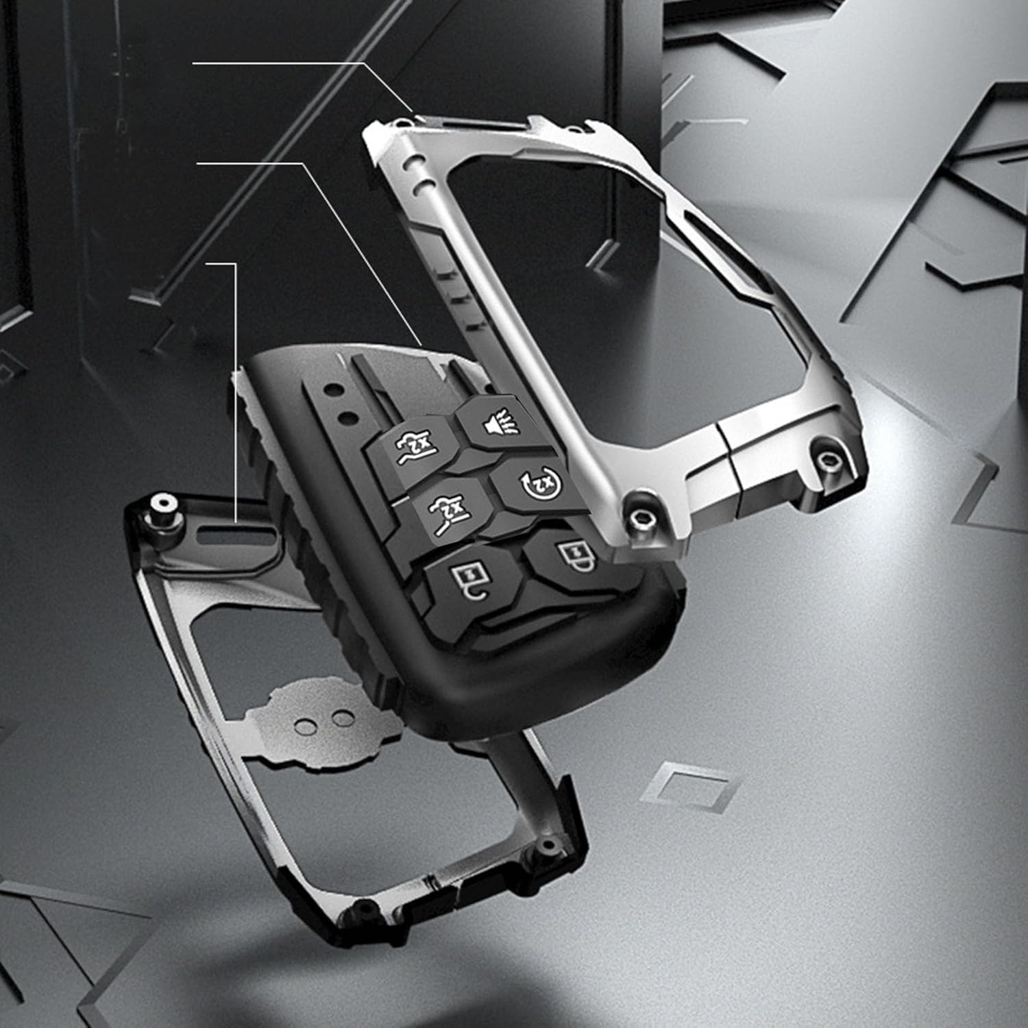 Mecha ヘビーデューティー 自動車用リモートコントロールキーフォブカバーキーチェーン 2021-2025 シボレー タホ サバー