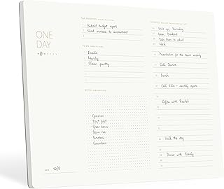 One Day, Elegant Daily Desk Planner, Gold Foiled, Minimalist Productivity Planner Pad, Time Blocking Hourly Schedule, To Do List Notepad, A4, 52 Pages, FSC™ Certified