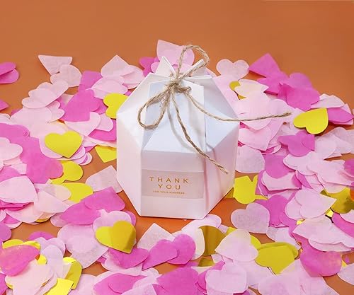 Miniatura 4 de ONLYKXY 4000 piezas de papel de seda, confeti de flores, confeti, forma de corazón, pétalos, mesa de confeti, decoración de boda, confeti con