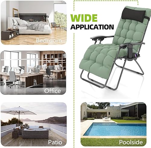 Miniatura 7 de Polar Aurora Zero Gravity - Silla reclinable ajustable y acolchada con cojín extraíble y reposacabezas, soporte para tazas, silla de patio portátil