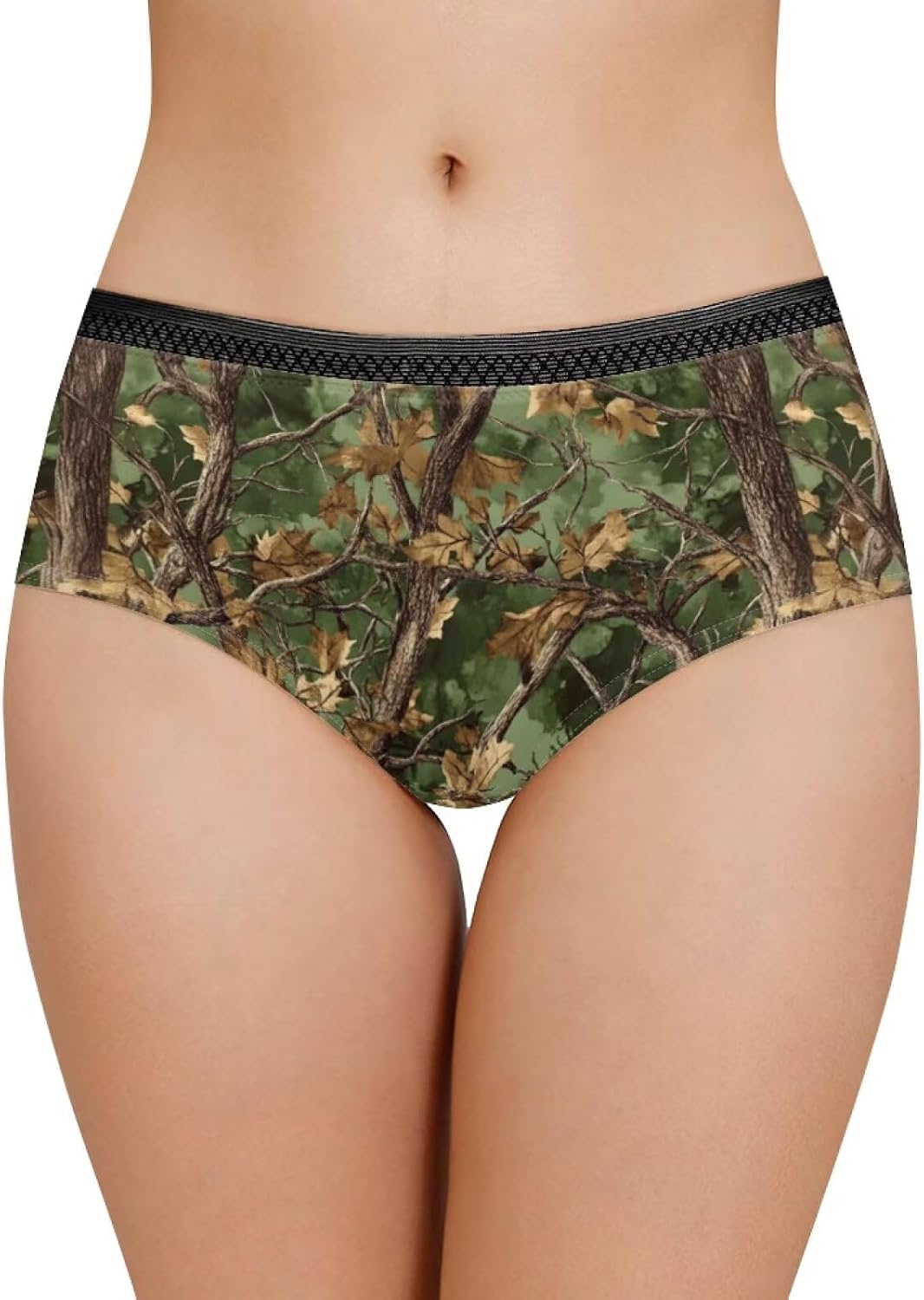 Belidome Underwear Women Briefs Plus Size Underpants with Black Waist Stretchy Soft Comfort