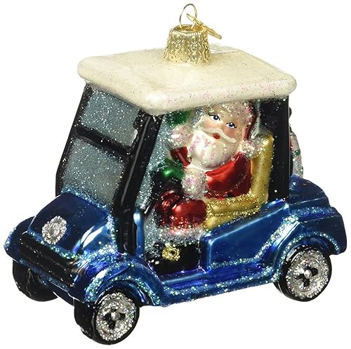 Old World Christmas Golf Cart Santa Glass Blown Ornament for
