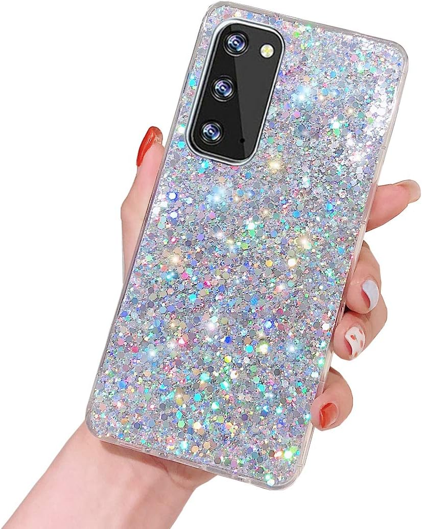 Topwin Galaxy S20 Plus Glitter Case, Sparkle Bling Shiny Diamond Slim Soft Reflective Clear TPU Rubber Bumper Girl Women Protective Case for Samsung Galaxy S20 Plus 6.7'' 2020 (Silver)