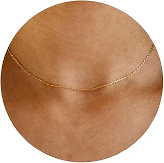 Vavily Dainty Thin Chain Choker Necklace for Women 14k Plated Gold Minimalist Short Chain Necklaces Jewelry Gift