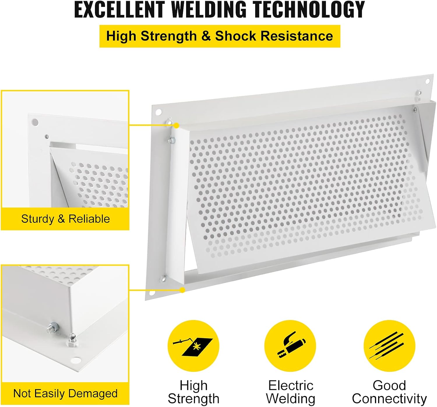 VEVOR 8x16 Inch Crawl Space Flood Vent, Wall Mounted White Foundation Vent to Reduce Flood Risk & Damage for Crawl Spaces, Garages