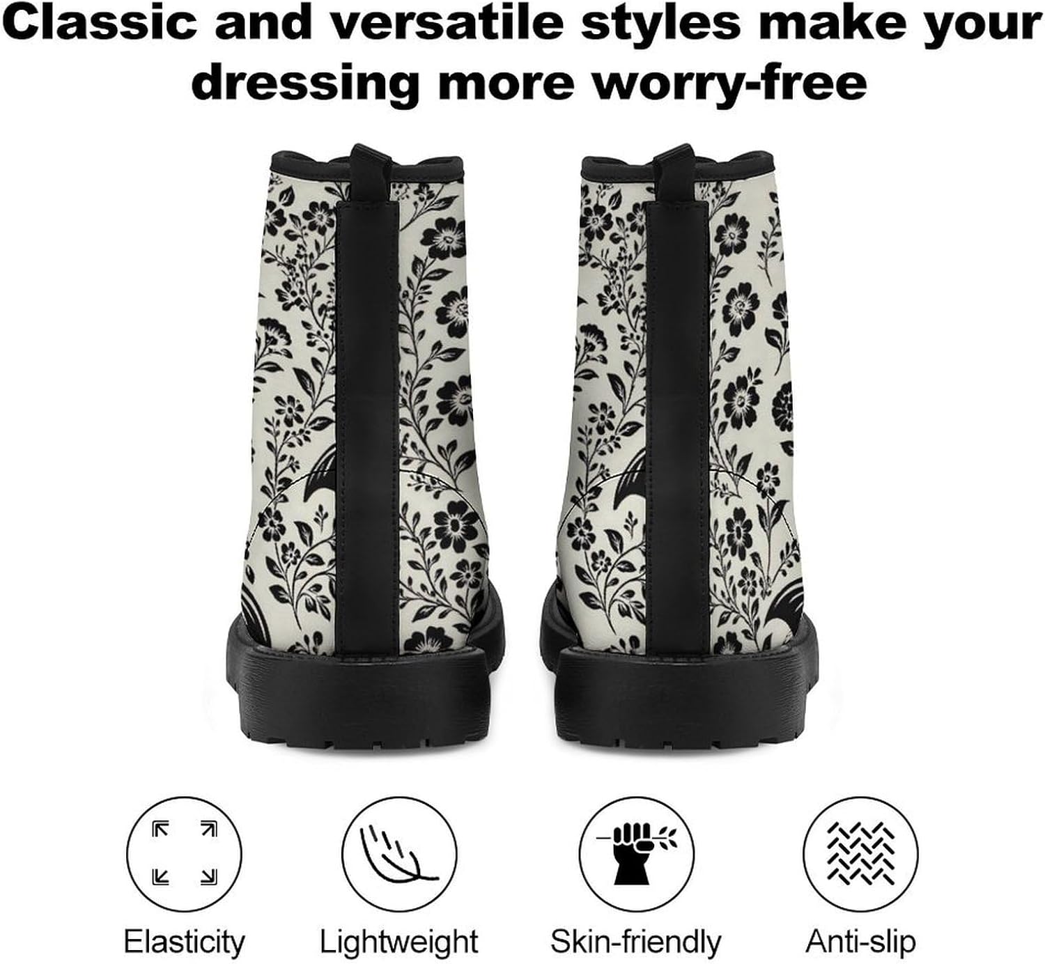 Combat Boots, Fashion Ankle Booties for Women Men, Novelty Causal 7-Eye Lace-up Combat Boots
