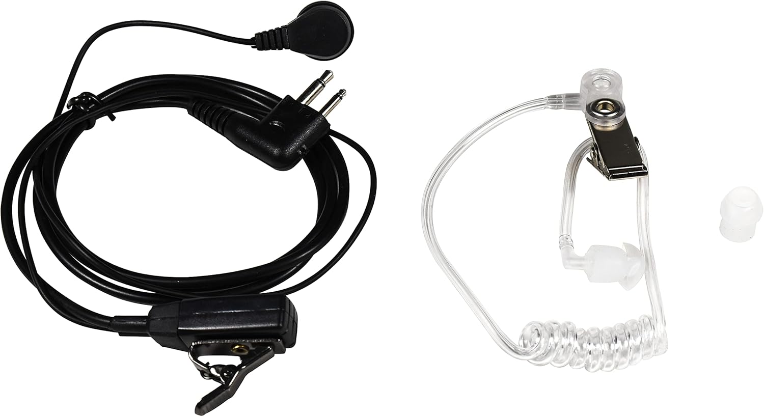 HQRP 4-Pack Hands Free 2-Pin Headset with Earpiece and Microphone Compatible with Motorola Radio Devices GP2100 / GP3188 / GP3688 / HT850 / P040 / P080 / P110 / P1225 / P1225LS / PR400 / PMR446