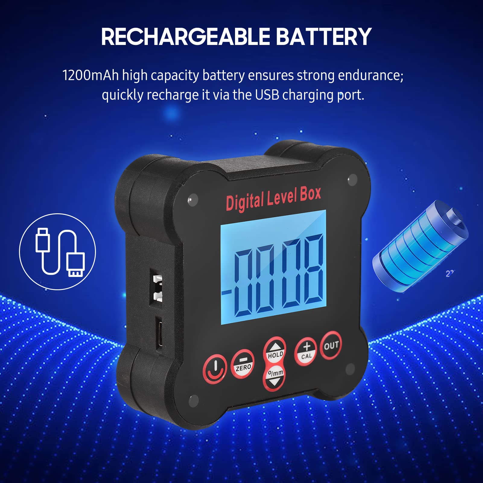 Livello elettronico 4 * 90 ° Inclinometro digitale Indicatore angolare Magnetic Angle Finder Retroilluminazione LCD Strumento di misurazione goniometro