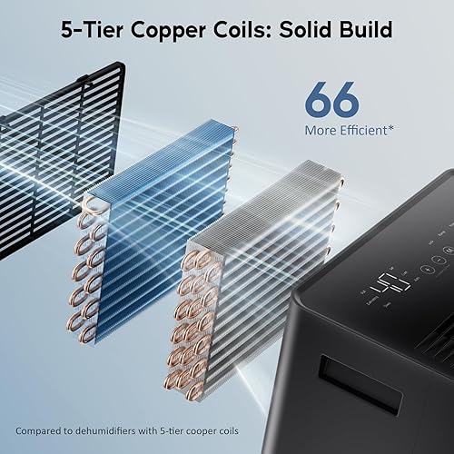 Miniatura 6 de El deshumidificador Energy Star 2024 más eficiente de 3500 pies cuadrados para sótano con manguera de drenaje, deshumidificador máximo de 75 pintasD