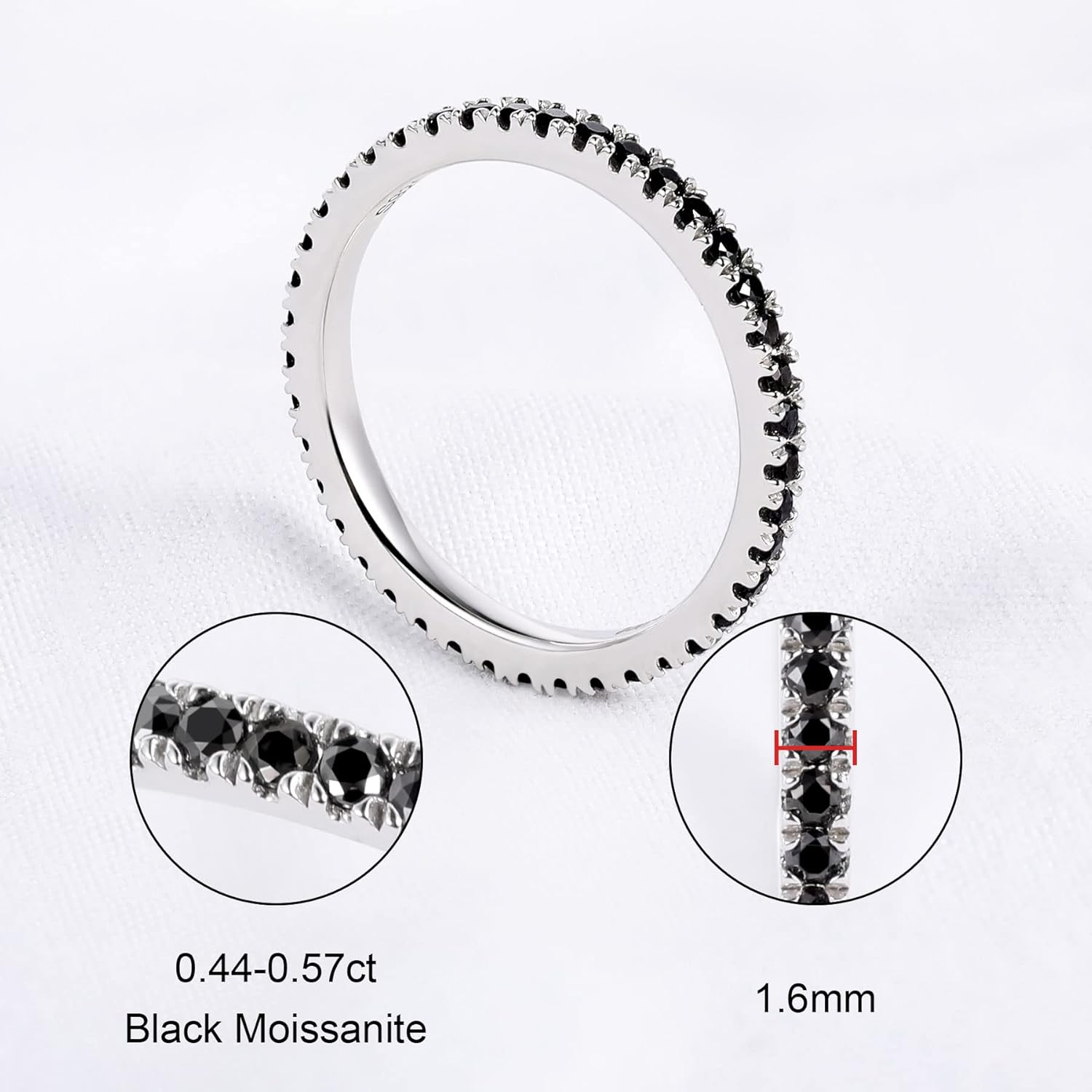 Ladylike Moissanite Wedding Band Full Eternity Rings for Women Sterling Silver Stackable Engagement Anniversary Band Size 4-11