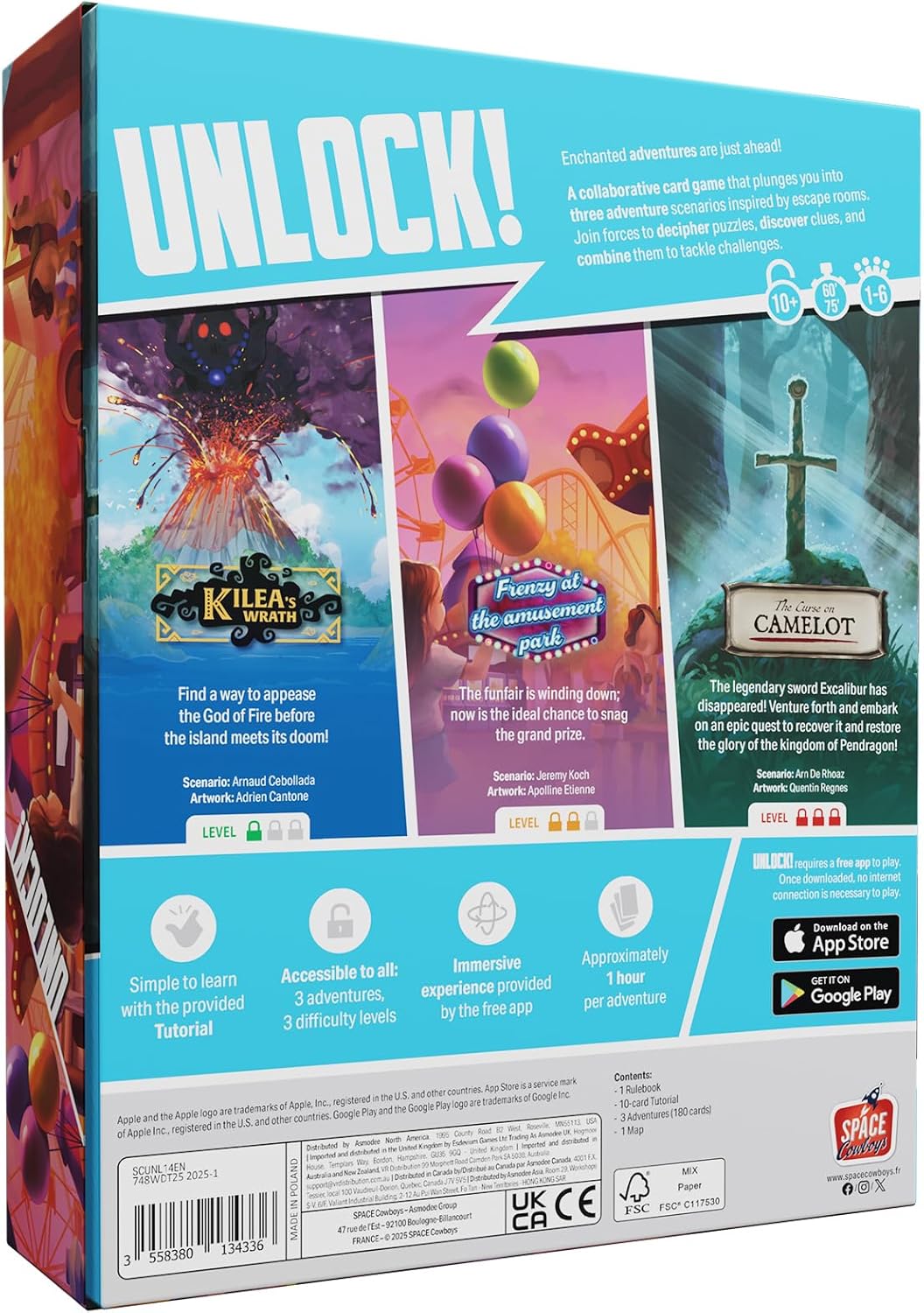 Asmodee Unlock! Enchanted Adventures Card Game - Escape Room-Inspired Cooperative Adventure, Fun Family Game for Kids and Adults, Ages 10+, 1-6 Players, 1 Hour Playtime