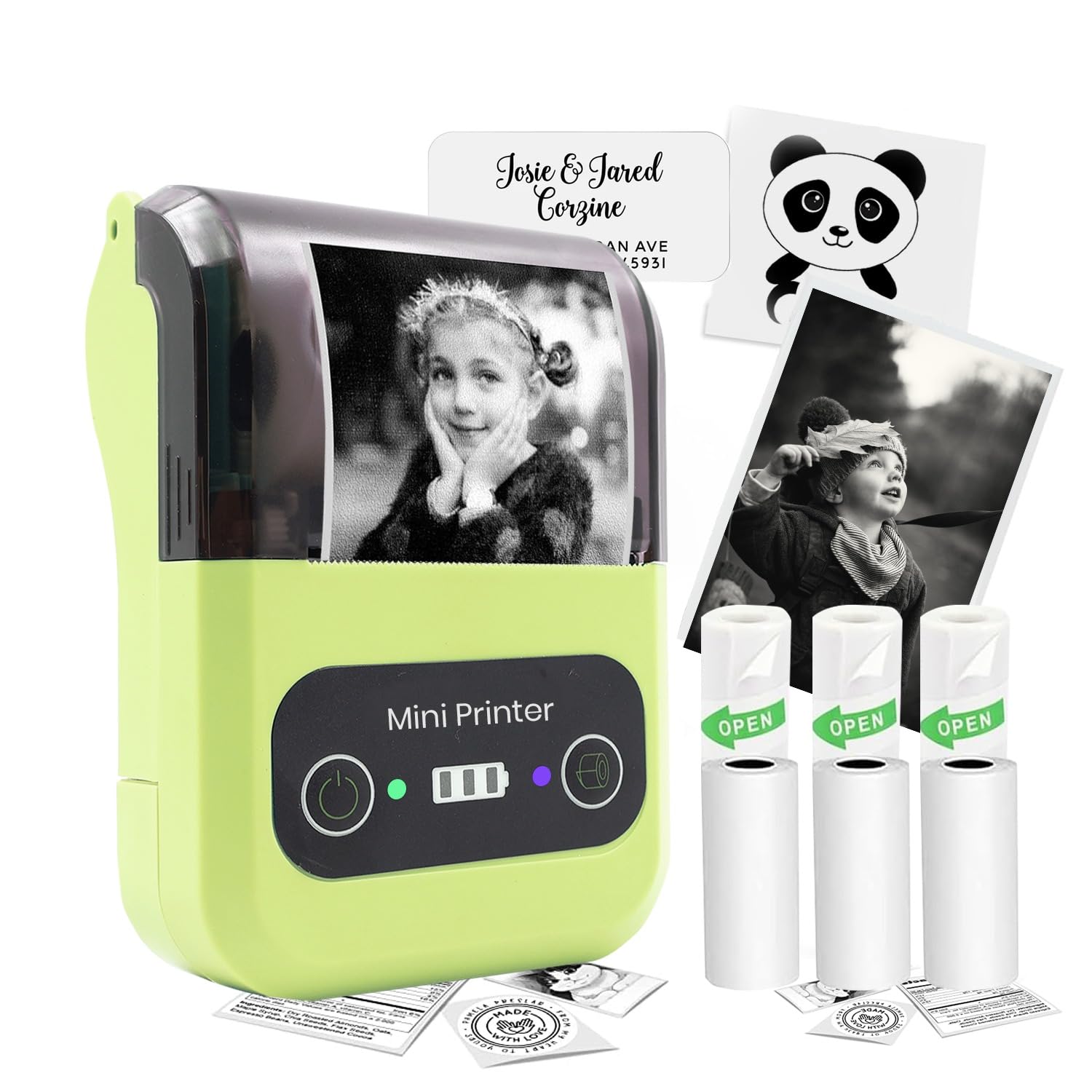 SHREYANS Mini Bluetooth Thermal Printer, Portable Label Printer Inkfree Printer for Android & iOS System, Black and White Thermal Printer with 4 Roll of Print Paper, Stickers, (Green) (B0D4YKKQMR) Amazon Price History, Amazon Price Tracker